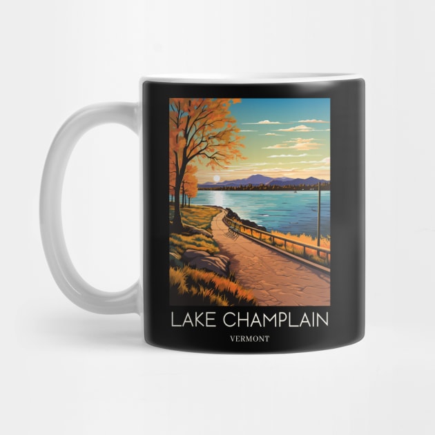 A Pop Art Travel Print of Lake Champlain - Vermont - US by Studio Red Koala